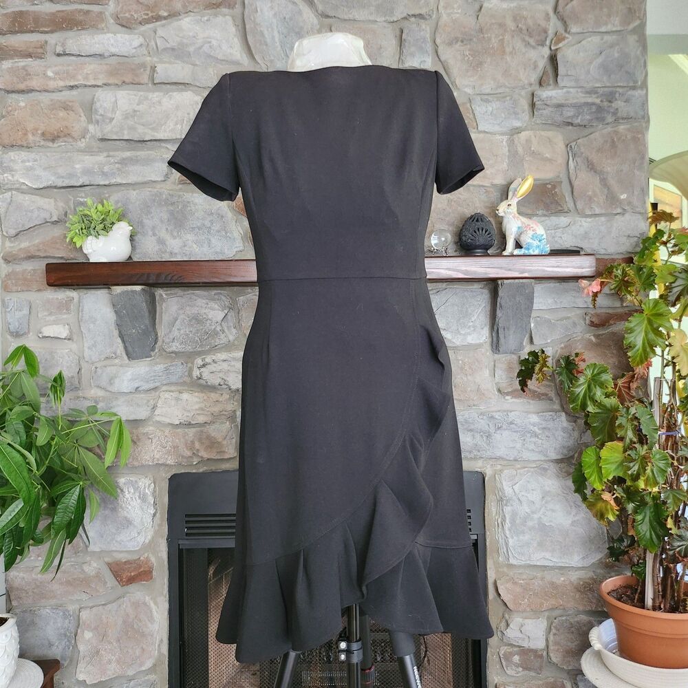 Calvin Klein Black Ruffle Sheath Dress Women's Size 10 NWOT